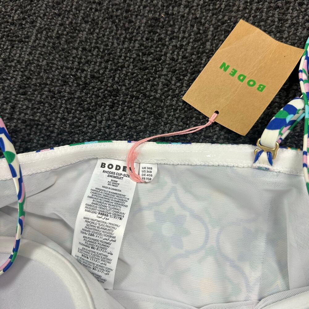 Boden Multi Rhodes Floweret Tile Swimsuit One Piece Cup Sized US 36B NWT - Picture 6 of 8